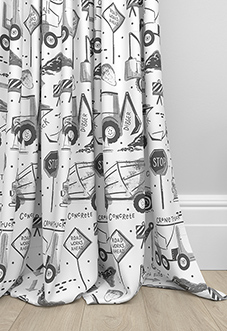 Tinker Town, Black And White - Made to Measure Curtains